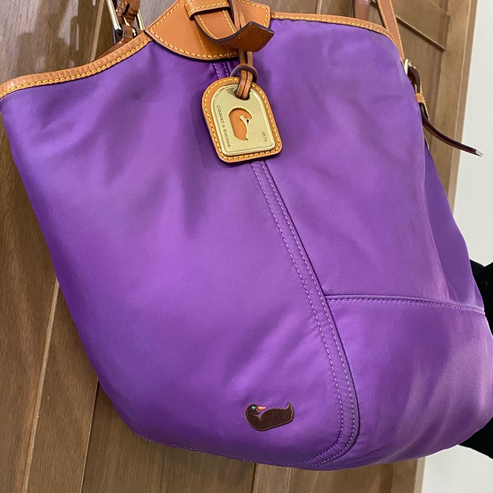 Dooney & Bourke Nylon Medium Purple Valerie Shoulder Bag - Picture 4 of 15